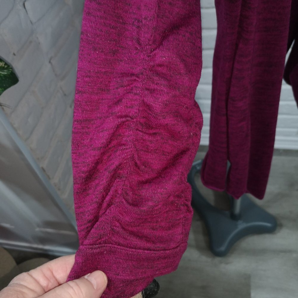 Athleta Ladies Size Large Purple with Black 3/4 Length Sleeve Open Cardigan - Picture 4 of 9